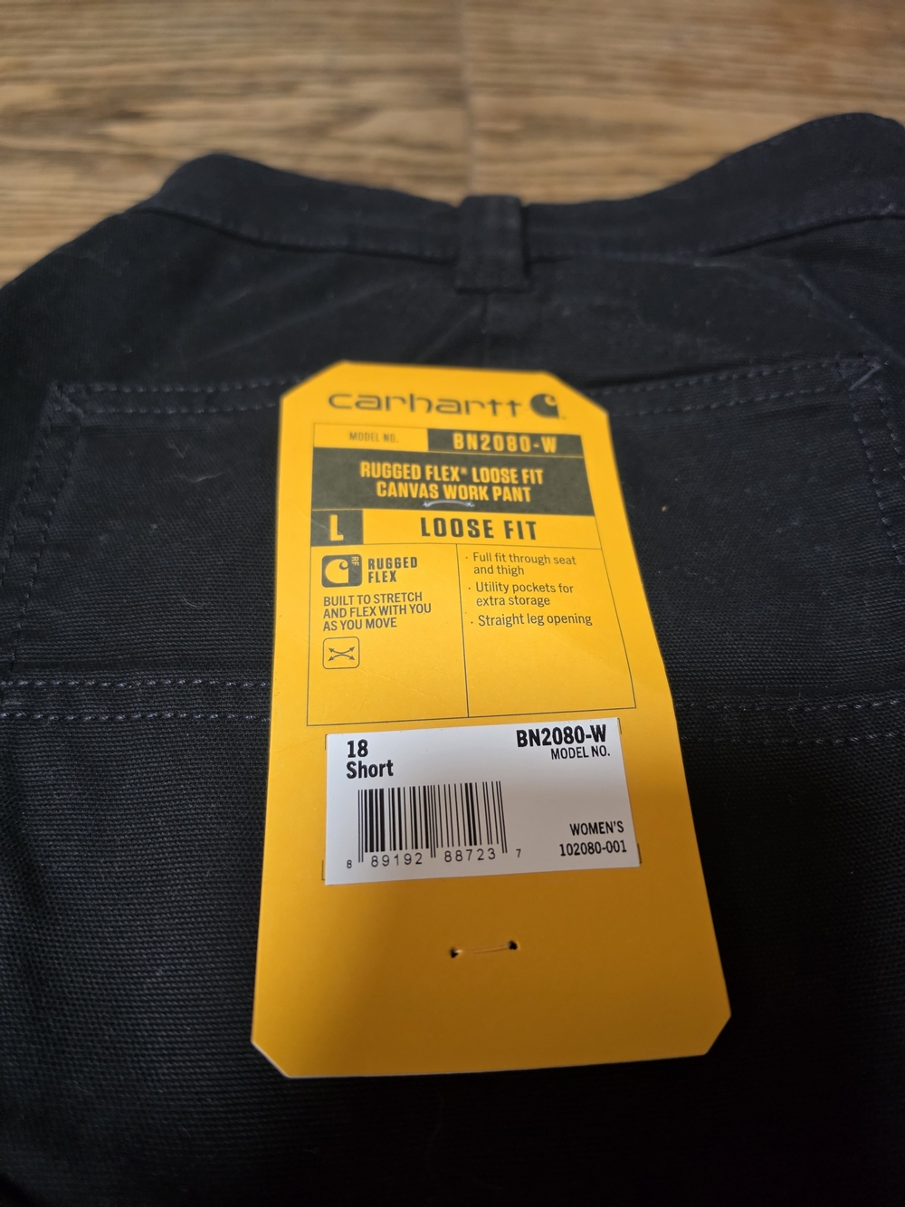 Carhartt Black Rugged Flex Loose Fit Work Pant with Yellow Tag